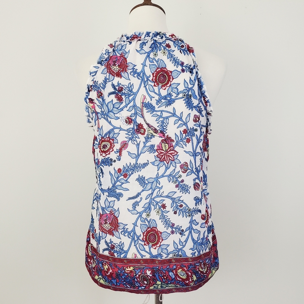 Point Sur J. Crew Ruffle Block Print Top - Picture 10 of 14